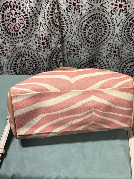COACH Bennett Mini Satchel Pink White Zebra Print Crossbody Bag #F33765 - Picture 6 of 12